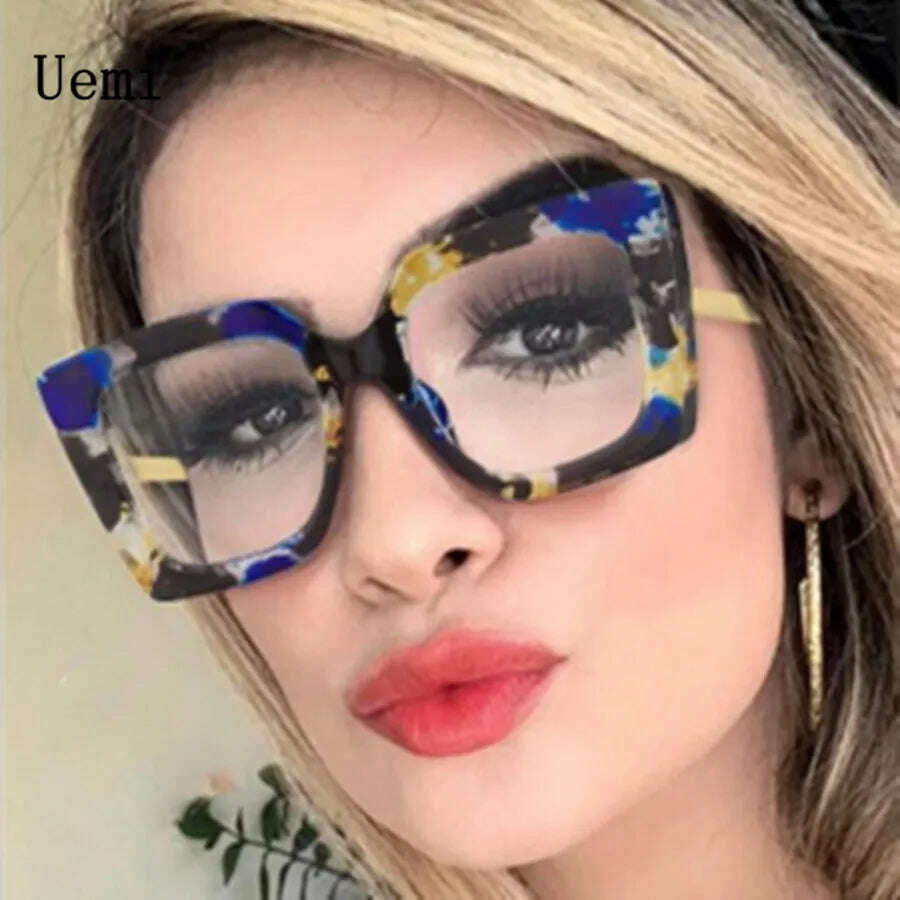 KIMLUD, Fashion Women Square Blue Light Glasses Oprawki Okularowe Damskie Glass Frame Retro Clear Reading Computer Eyeglasses Unisex, KIMLUD Womens Clothes