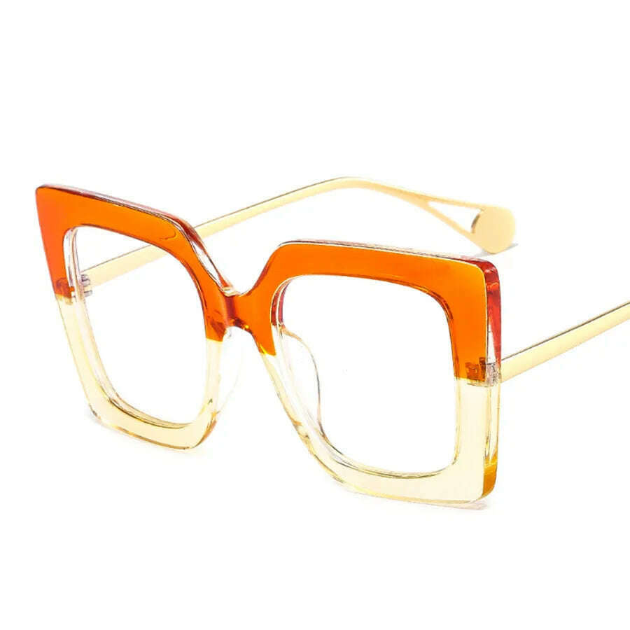 KIMLUD, Fashion Women Square Blue Light Glasses Oprawki Okularowe Damskie Glass Frame Retro Clear Reading Computer Eyeglasses Unisex, YELLOW, KIMLUD Womens Clothes