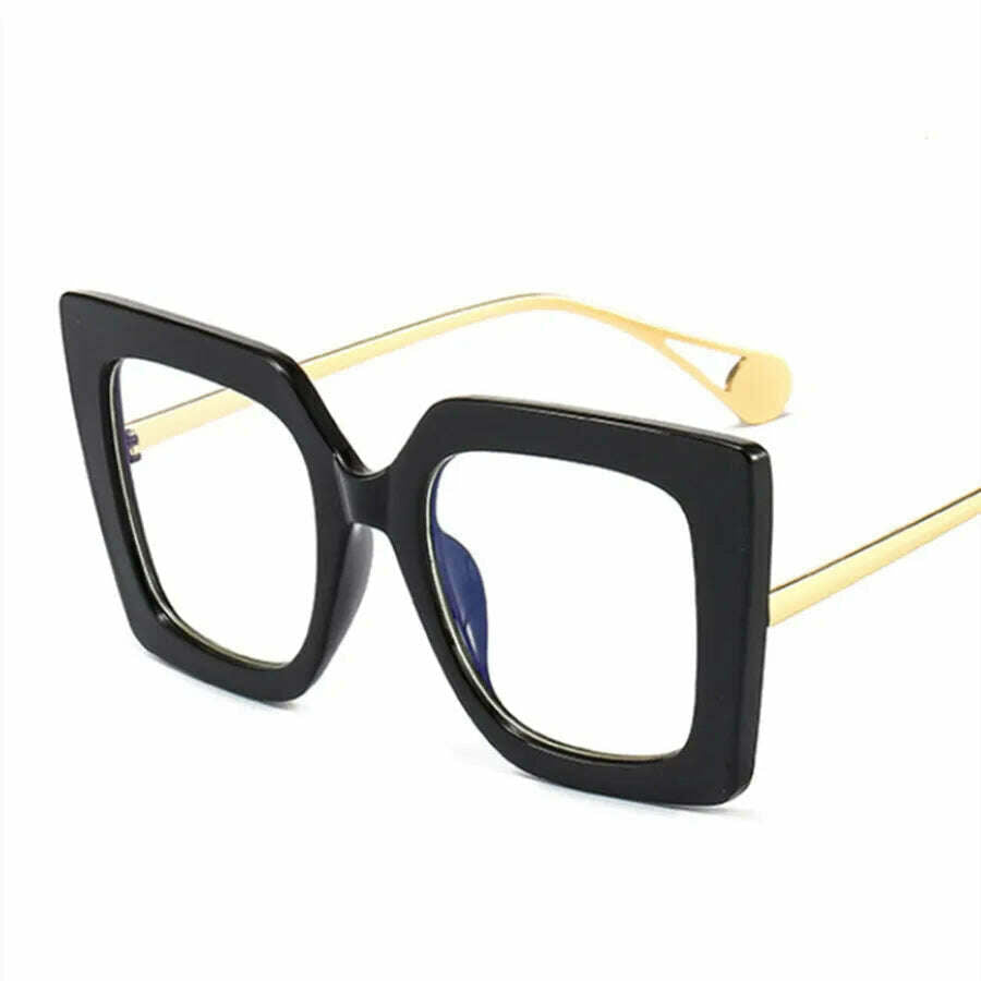 KIMLUD, Fashion Women Square Blue Light Glasses Oprawki Okularowe Damskie Glass Frame Retro Clear Reading Computer Eyeglasses Unisex, black, KIMLUD Womens Clothes