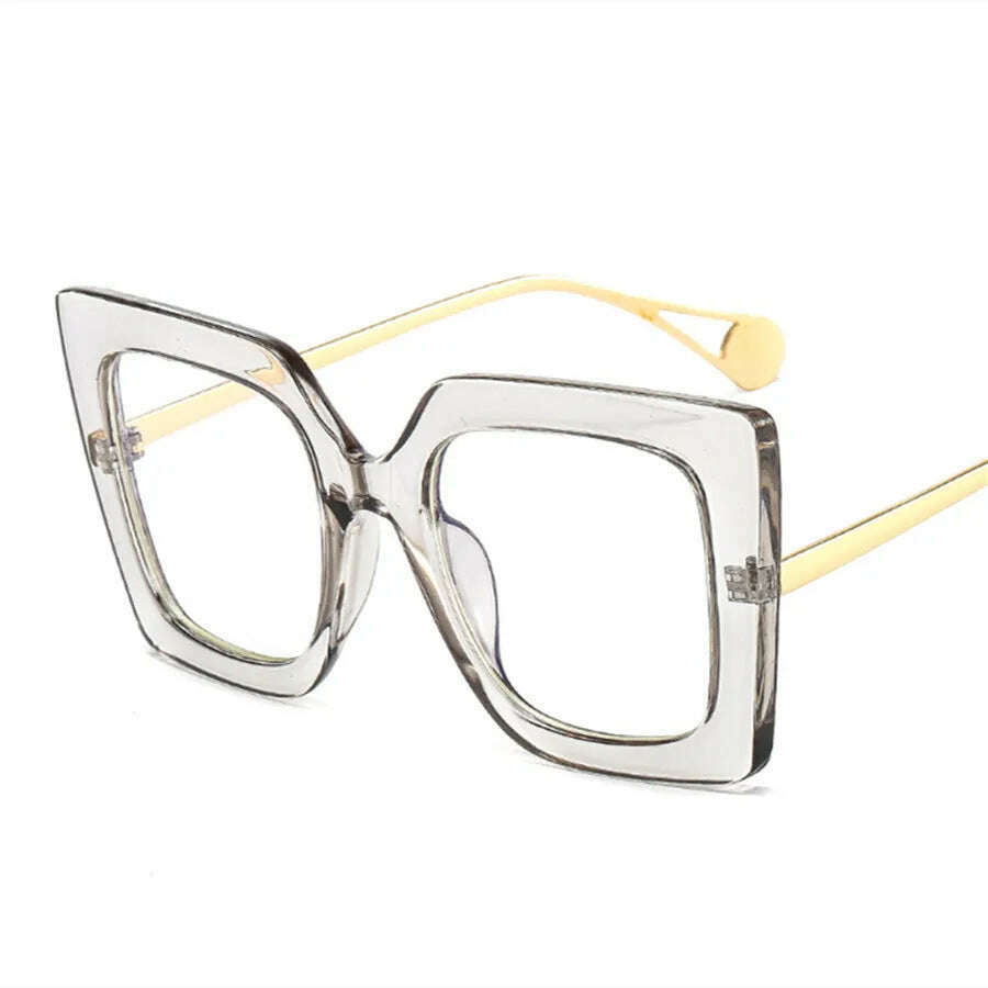 KIMLUD, Fashion Women Square Blue Light Glasses Oprawki Okularowe Damskie Glass Frame Retro Clear Reading Computer Eyeglasses Unisex, GRAY, KIMLUD Womens Clothes