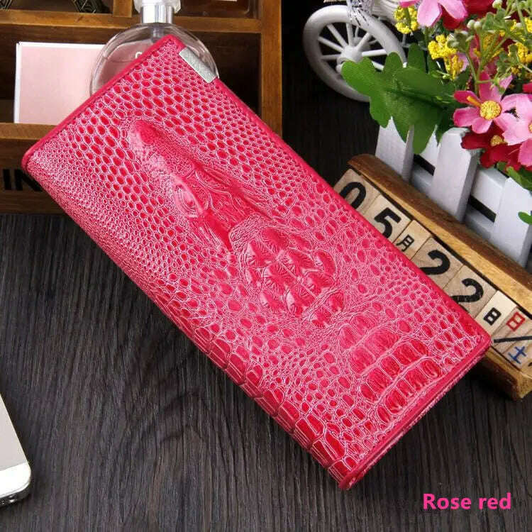 KIMLUD, Fashion Women Wallet Hasp Coin Purses Holders Brand Genuine Leather 3D Embossing Alligator Ladies Crocodile Long Clutch Wallets, 8, KIMLUD Women's Clothes
