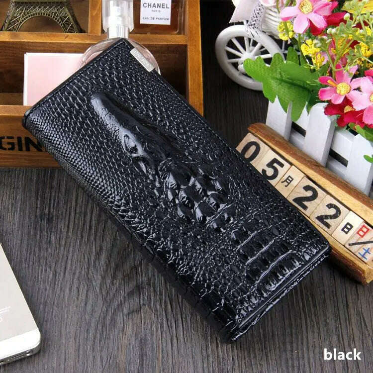 KIMLUD, Fashion Women Wallet Hasp Coin Purses Holders Brand Genuine Leather 3D Embossing Alligator Ladies Crocodile Long Clutch Wallets, 4, KIMLUD Women's Clothes
