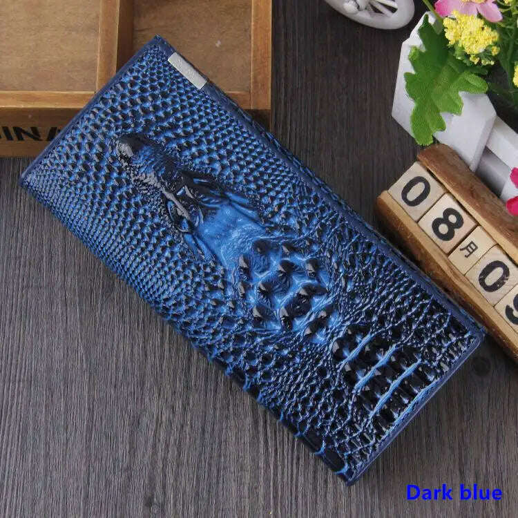KIMLUD, Fashion Women Wallet Hasp Coin Purses Holders Brand Genuine Leather 3D Embossing Alligator Ladies Crocodile Long Clutch Wallets, 2, KIMLUD Women's Clothes