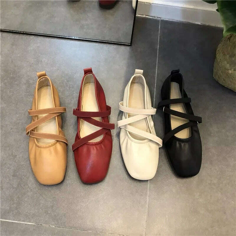KIMLUD, Fashionable Flat Bottom French Small Red Ballet Shoes 2023 New Spring and Autumn Casual Women's Shoes with Shallow Mouth, KIMLUD Women's Clothes