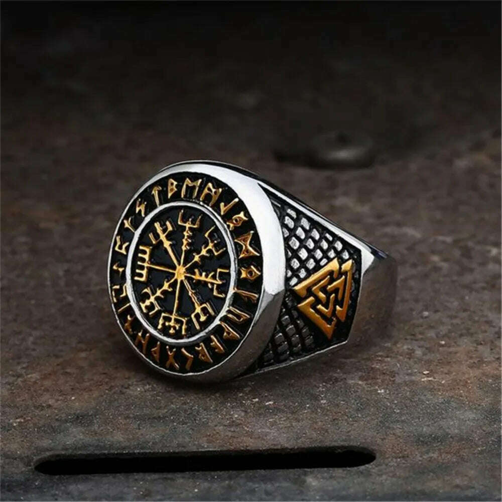 KIMLUD, Fashionable Retro Nordic Viking Letter Ring Men's Punk Ring Hip Hop Rock Party Motorcycle Accessories Jewelry Accessories Gifts, 12, KIMLUD Womens Clothes