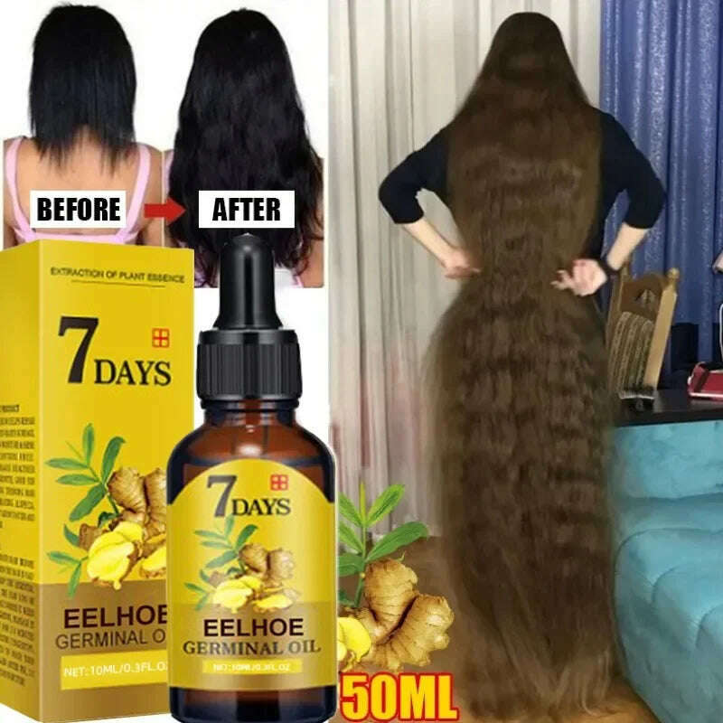 KIMLUD, Fast Hair Growth Ginger Growth Hair Oil Treatment Anti Hair Loss Men Women Scalp Treatment Serum Products Beauty Health, KIMLUD Women's Clothes