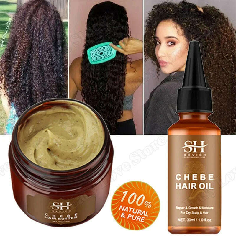 KIMLUD, Fast Hair Growth Set Chebe Oil Hair Mask Anti Break Loss Hair Growth Oil Prevent Baldness Treatment Scalp Hair Care Products, KIMLUD Womens Clothes