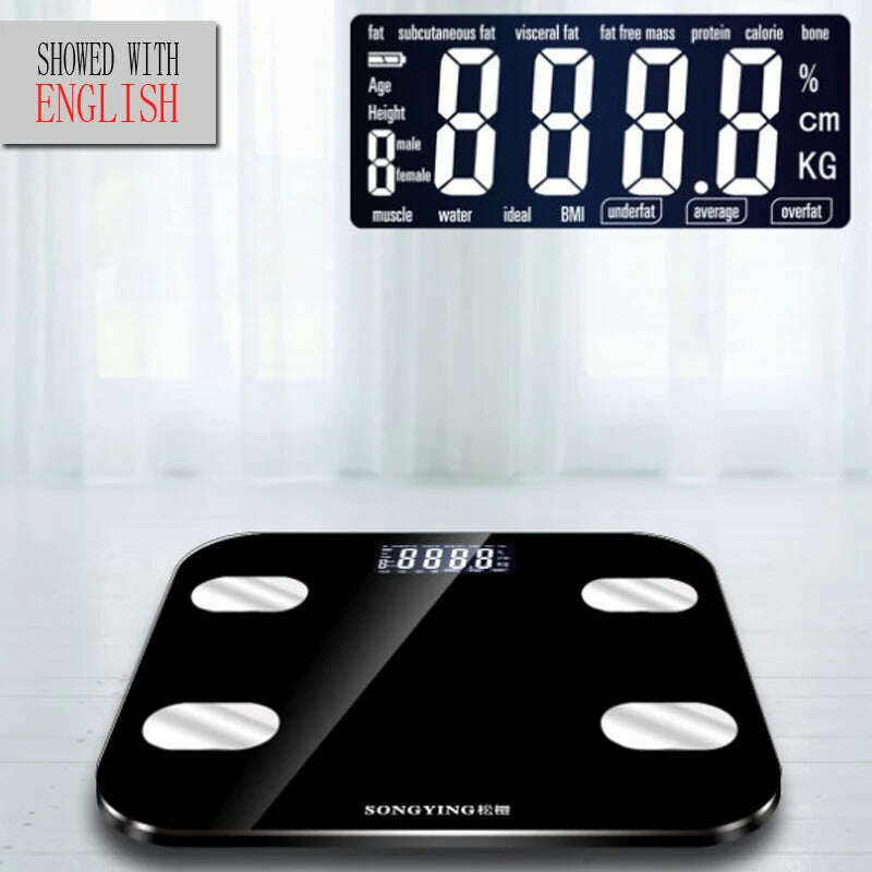 KIMLUD, Fat bmi Scale Digital Human Weight Mi Scales Bluetooth-compatible Floor lcd display Body Index Electronic Smart Weighing Scales, KIMLUD Women's Clothes