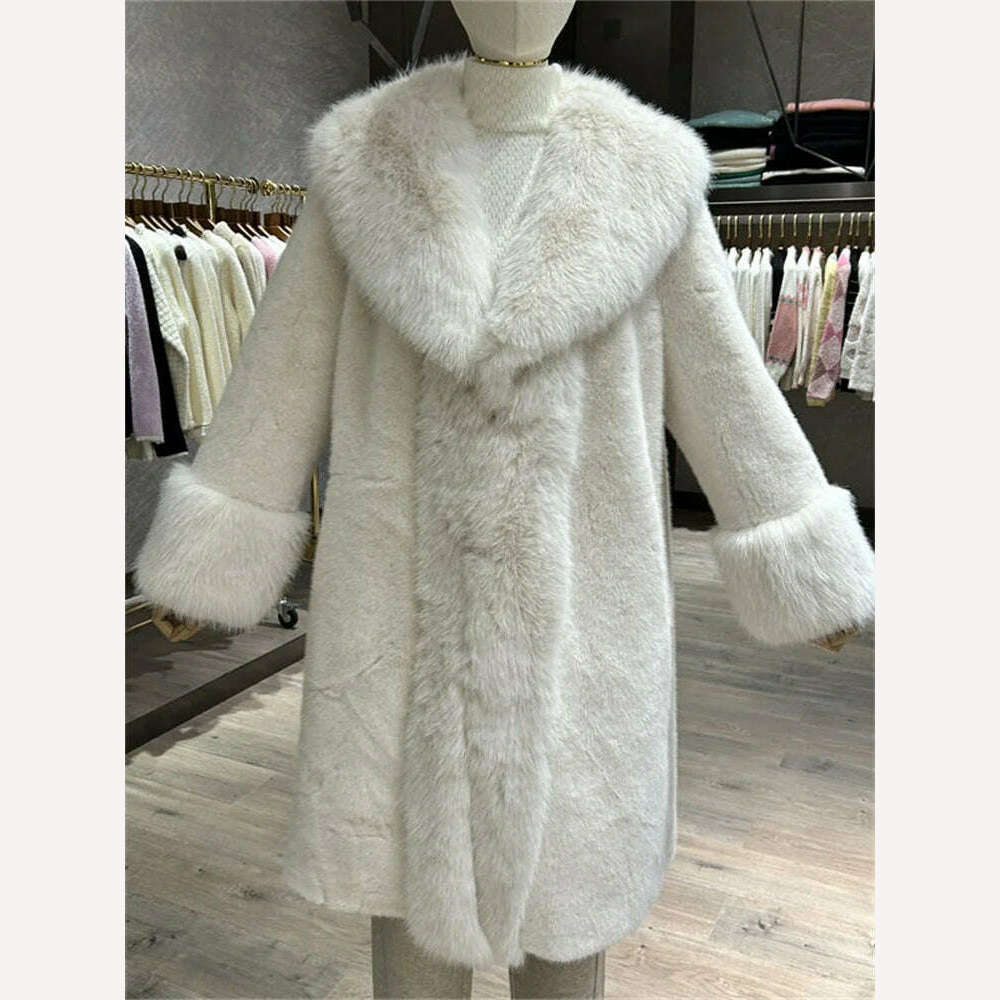 KIMLUD, Faux Mink Fur Coat 2024 Winter New Fashion Thick Warmth Fur Coat, White / One Size, KIMLUD APPAREL - Womens Clothes