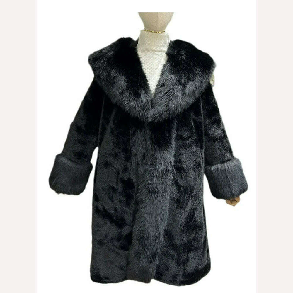 KIMLUD, Faux Mink Fur Coat 2024 Winter New Fashion Thick Warmth Fur Coat, KIMLUD Womens Clothes