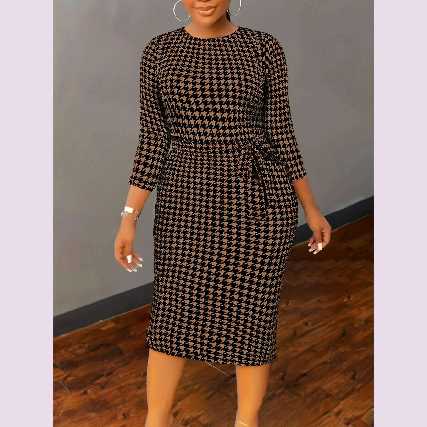 plus-size-houndstooth-glamour-dress---flattering-34-sleeves-bodycon-fit-with-belted-waist---perfect-for-spring-fall---curvy-womens-fashion-essentialkimlud-womens-fashion-34625618
