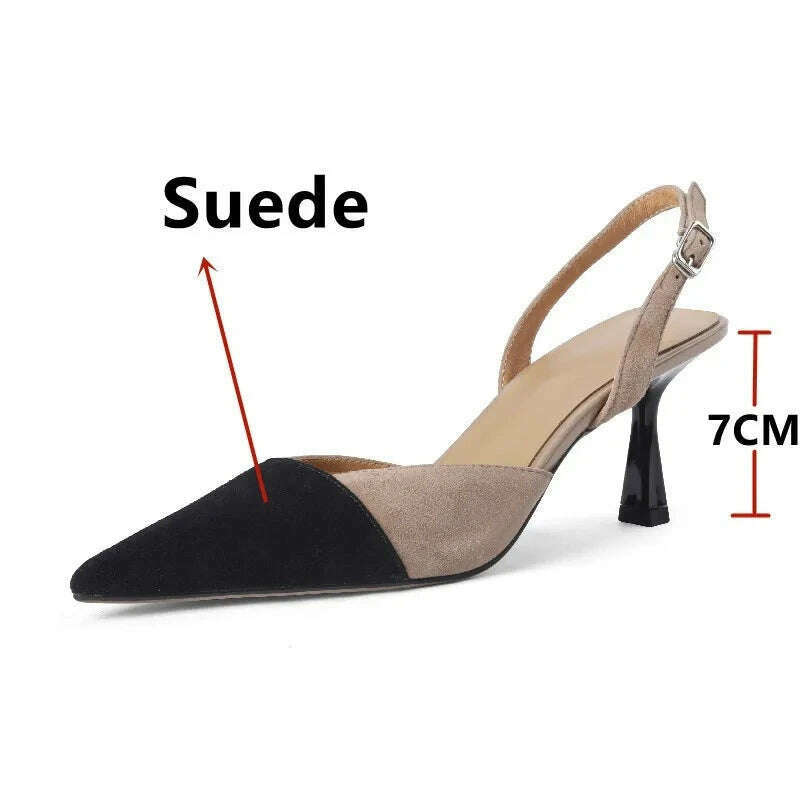 KIMLUD, FEDONAS Women Sandals Mixed Colors Kid Suede Leather Thin Heels Pointed Toe Pumps Shoes Woman Wedding Party Prom Fashion Elegant, KIMLUD Womens Clothes