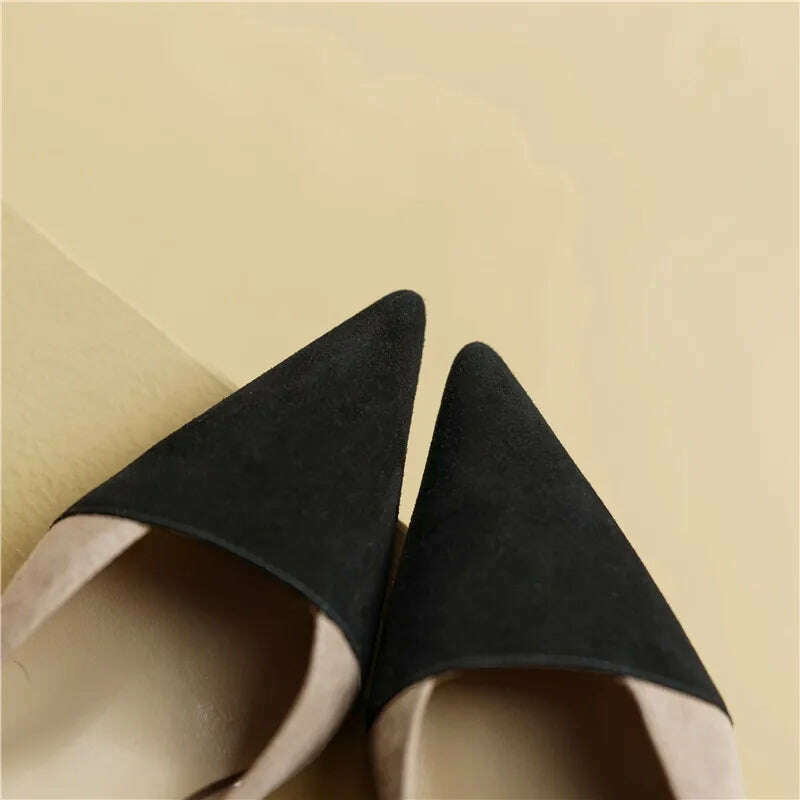 KIMLUD, FEDONAS Women Sandals Mixed Colors Kid Suede Leather Thin Heels Pointed Toe Pumps Shoes Woman Wedding Party Prom Fashion Elegant, KIMLUD Womens Clothes