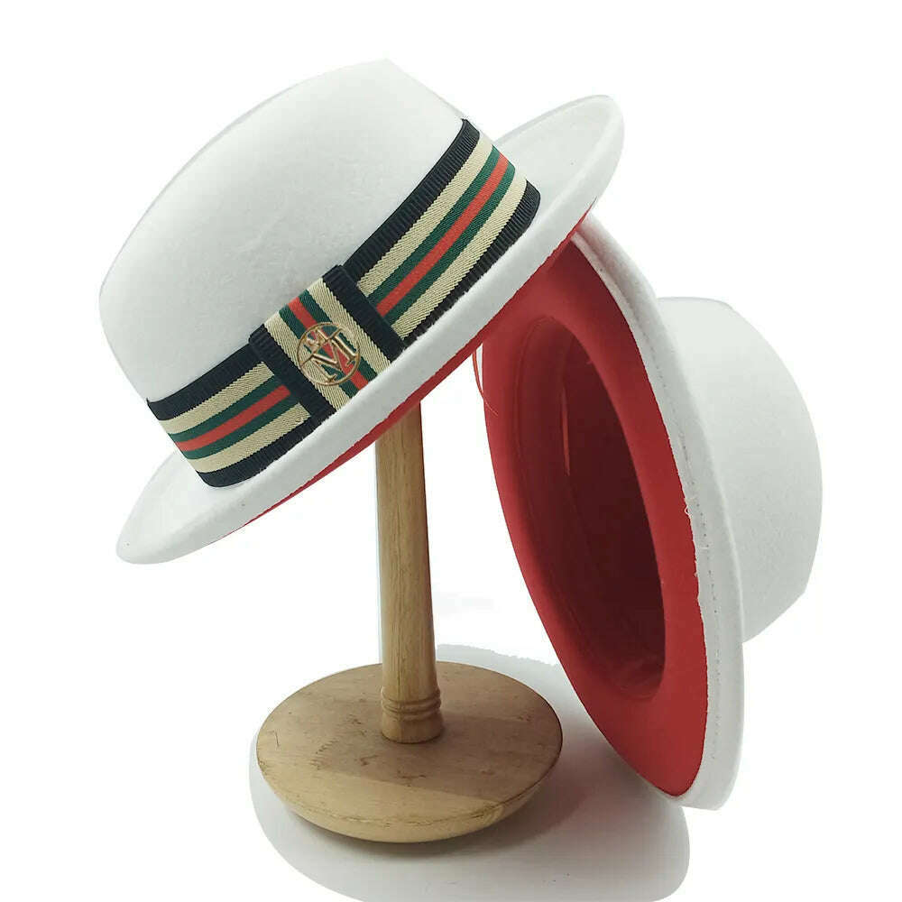 KIMLUD, Fedoras Hat For Men Jazz Hats Women&#39;s Hat Double-sided Color Cap Feather Accessories Cowboy Hat With Upturned Brim Wholesale, KIMLUD Womens Clothes