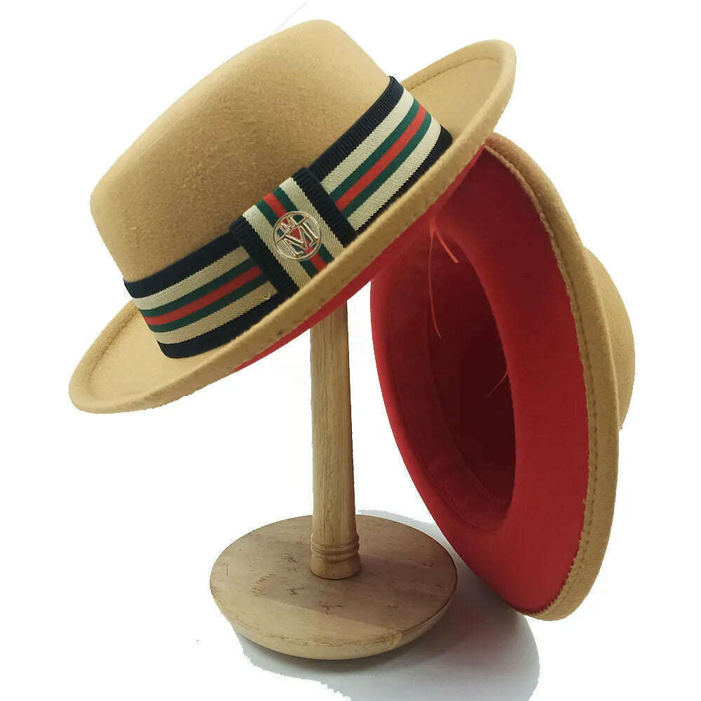 KIMLUD, Fedoras Hat For Men Jazz Hats Women&#39;s Hat Double-sided Color Cap Feather Accessories Cowboy Hat With Upturned Brim Wholesale, 14 / China / 56-58cm, KIMLUD APPAREL - Womens Clothes