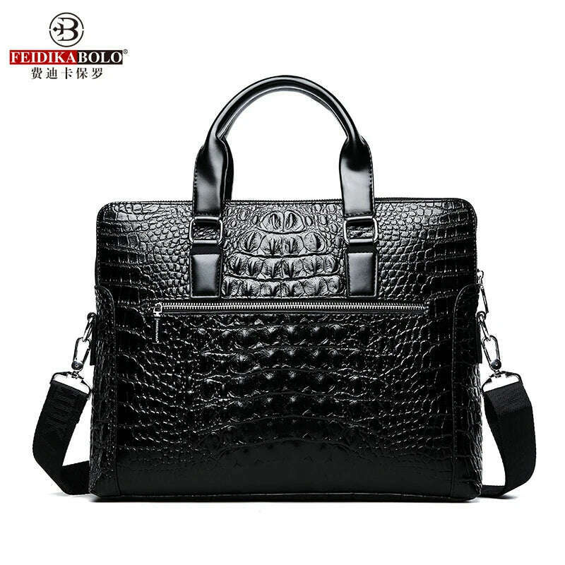 KIMLUD, FEIDIKABOLO Crocodile Men's Briefcase Luxury Black Men Handbags Messenger Bags PU Leather Man Bags Business Casual Shoulder Bag, KIMLUD Womens Clothes