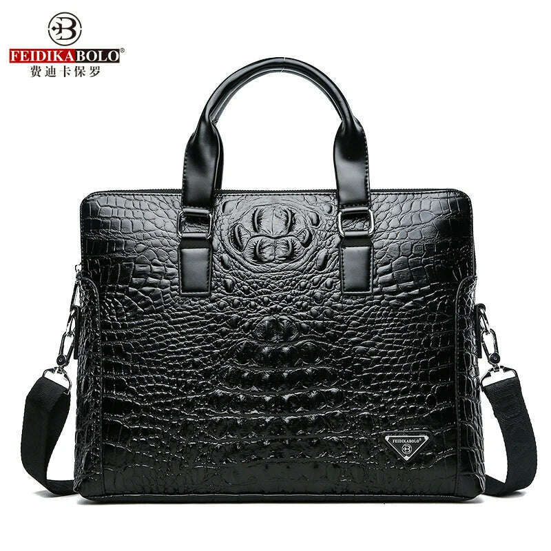 KIMLUD, FEIDIKABOLO Crocodile Men's Briefcase Luxury Black Men Handbags Messenger Bags PU Leather Man Bags Business Casual Shoulder Bag, KIMLUD Womens Clothes