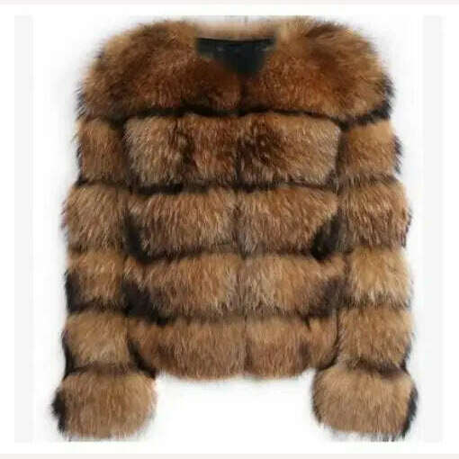 KIMLUD, Female Jacket Fur Coat Women Artificial Raccoon Fur Winter Warm Fluffy Short Jackets Cropped Natural Fur Outwear Plush Coats, 5 layers / S, KIMLUD Women's Clothes