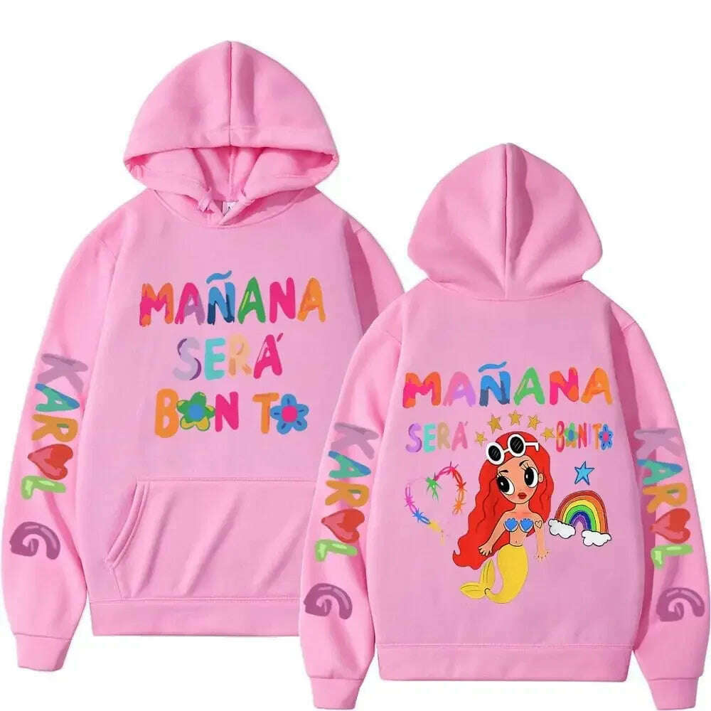 KIMLUD, Female Singer Karol G Hoodies Manana Sera Bonito Printing Hoodie Bichota Multi-colors Sweatshirts Y2k Fleece Hoody for Men Women, Pink3 / M, KIMLUD APPAREL - Womens Clothes