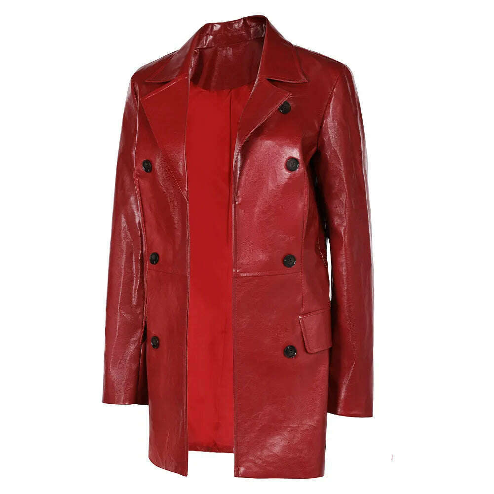 Female Web Cosplay Madame Jacket Costume Movie Role Play For Adult Women Outfit Fantasy Leather Coat Halloween Carnival Suit - KIMLUD