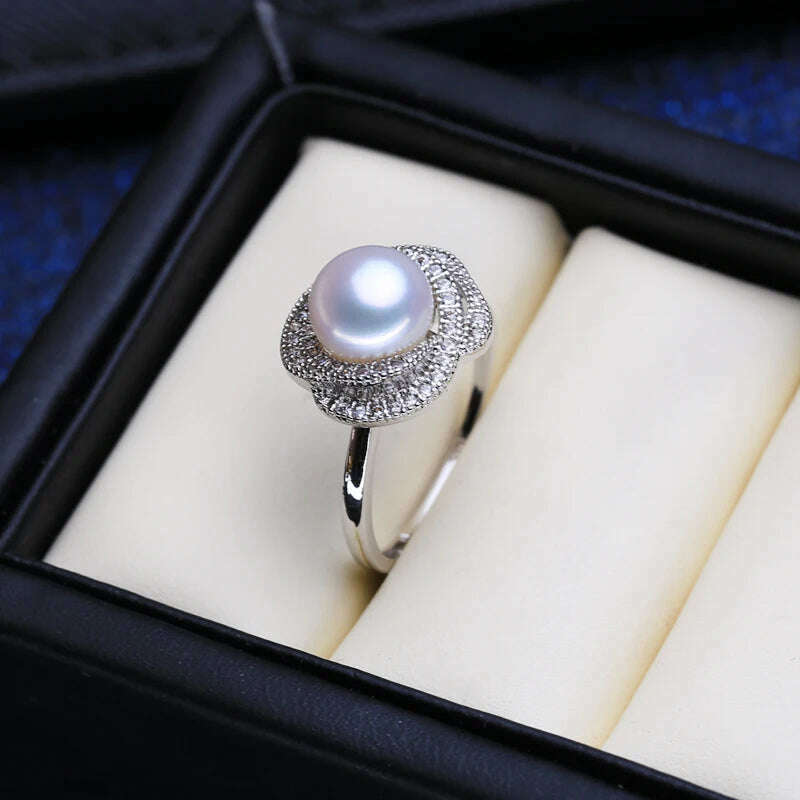 FENASY New Natural Freshwater Pearl Rings For Women Pearl Jewelry Exquisite 925 Sterling Silver Party Ring Fine Jewelry - KIMLUD