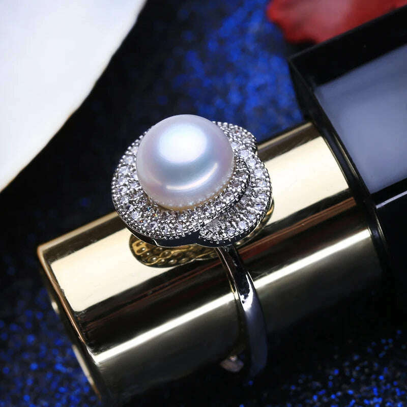 FENASY New Natural Freshwater Pearl Rings For Women Pearl Jewelry Exquisite 925 Sterling Silver Party Ring Fine Jewelry - KIMLUD