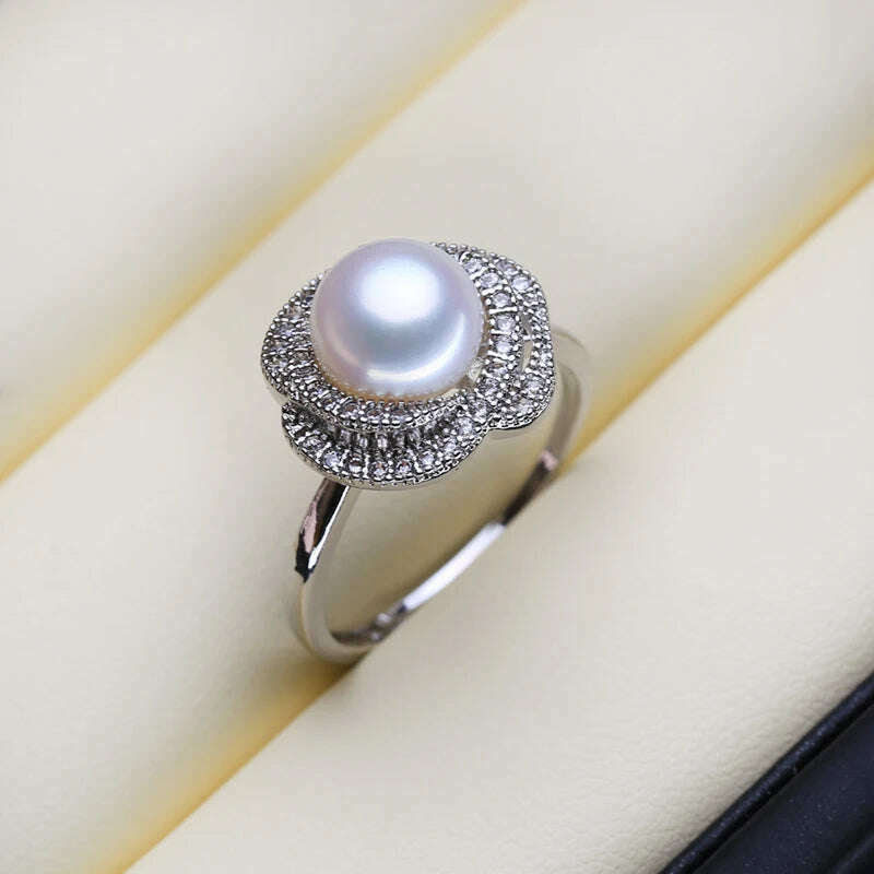 KIMLUD, FENASY New Natural Freshwater Pearl Rings For Women Pearl Jewelry Exquisite 925 Sterling Silver Party Ring Fine Jewelry, KIMLUD Women's Clothes