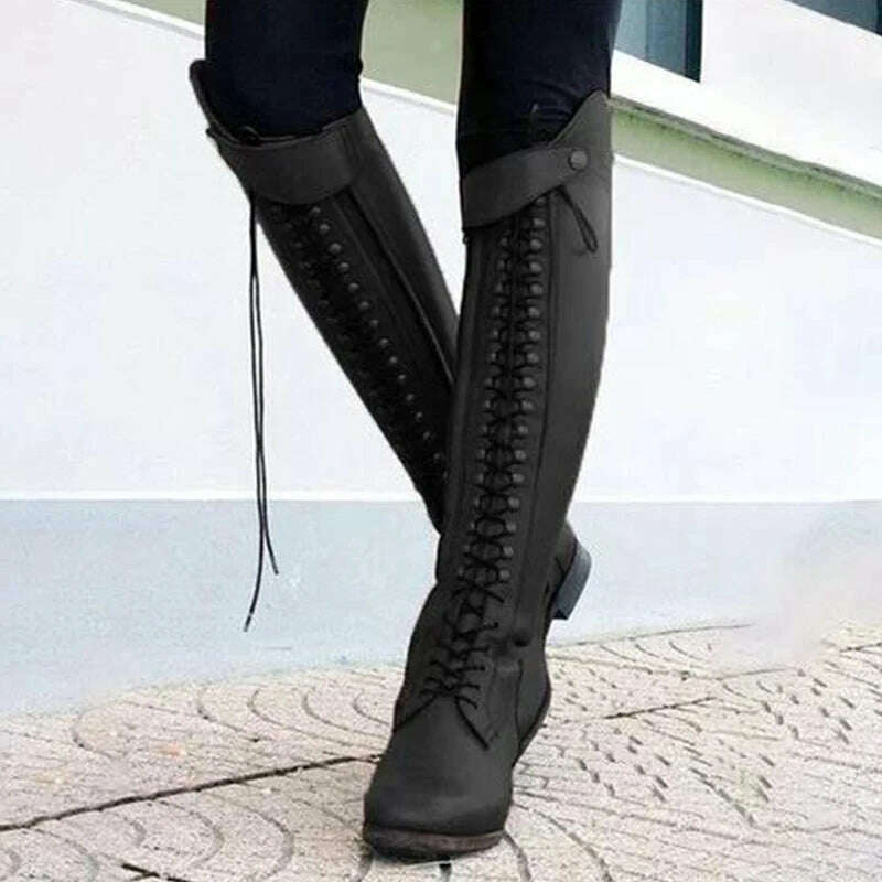 KIMLUD, FGHGF Autumn Winter Fashion Products With Zipper Square With Low High Knight Boots Personality Riding Boots 34 And 43 Female, KIMLUD Womens Clothes