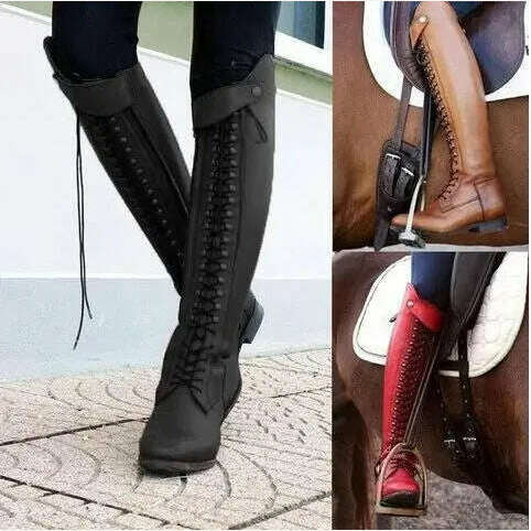 KIMLUD, FGHGF Autumn Winter Fashion Products With Zipper Square With Low High Knight Boots Personality Riding Boots 34 And 43 Female, KIMLUD Womens Clothes