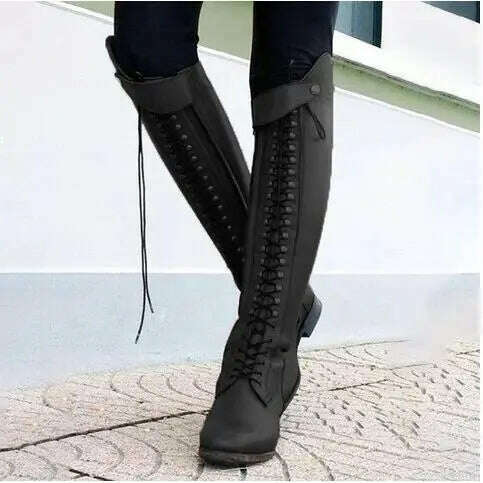 KIMLUD, FGHGF Autumn Winter Fashion Products With Zipper Square With Low High Knight Boots Personality Riding Boots 34 And 43 Female, KIMLUD Womens Clothes