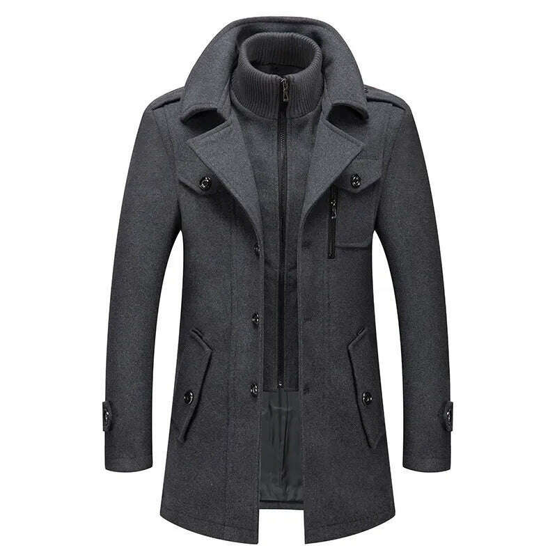 KIMLUD, FGKKS 2022 Men's Winter Wool Coat a Winter New Cashmere Plus Cotton Thickening Warm Coat High Quality Design Wool Coat Men, KIMLUD Womens Clothes
