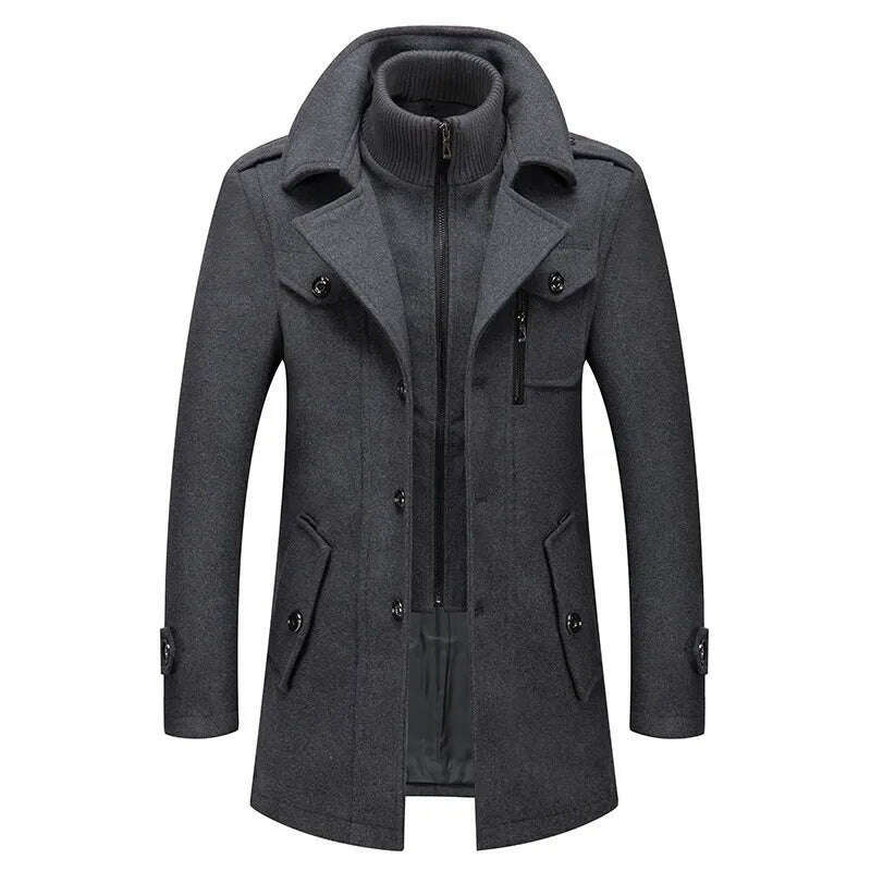 FGKKS 2022 Men's Winter Wool Coat a Winter New Cashmere Plus Cotton Thickening Warm Coat High Quality Design Wool Coat Men - KIMLUD