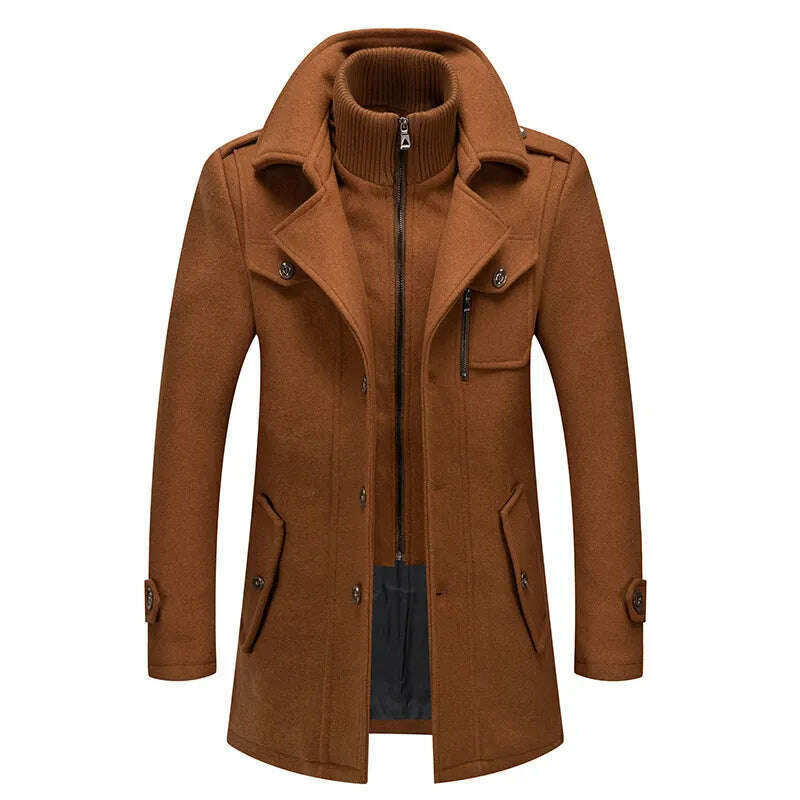 FGKKS 2022 Men's Winter Wool Coat a Winter New Cashmere Plus Cotton Thickening Warm Coat High Quality Design Wool Coat Men - KIMLUD