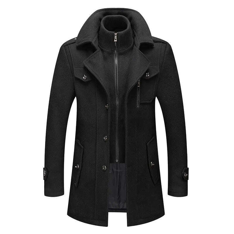 FGKKS 2022 Men's Winter Wool Coat a Winter New Cashmere Plus Cotton Thickening Warm Coat High Quality Design Wool Coat Men - KIMLUD