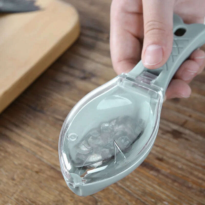 Fish Skin Brush Kitchen Tools Fish Scale with Lid Scraping Fishing Scale Brush Fish Skin Graters Cleaning Peeler Seafood Tool - KIMLUD