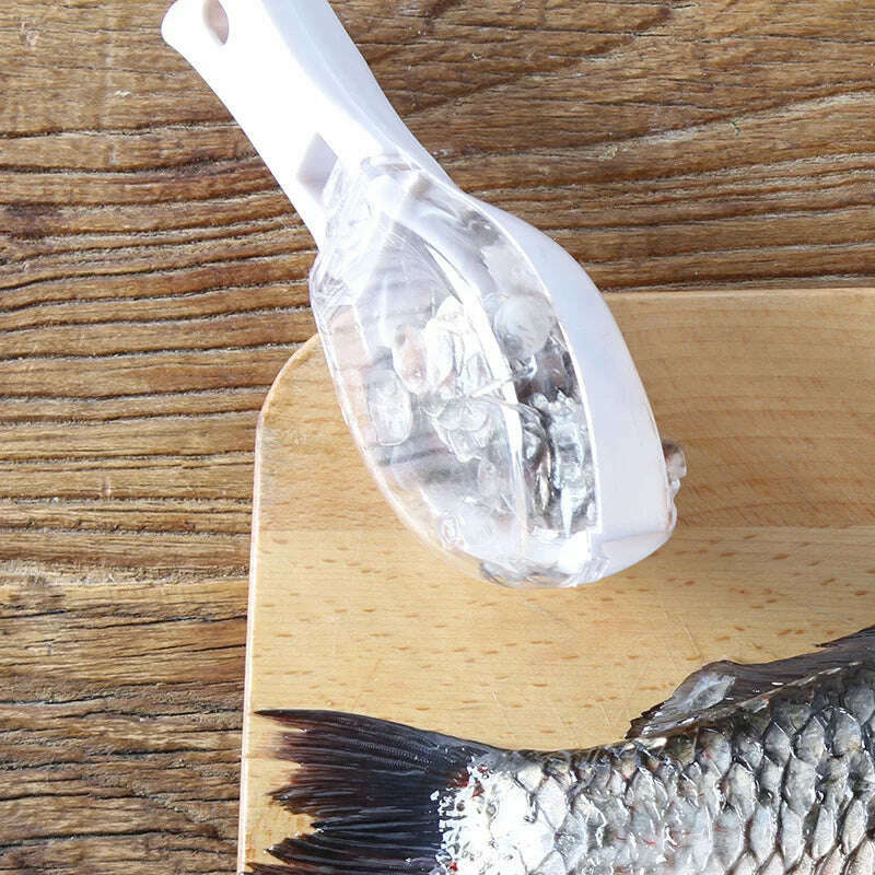 Fish Skin Brush Kitchen Tools Fish Scale with Lid Scraping Fishing Scale Brush Fish Skin Graters Cleaning Peeler Seafood Tool - KIMLUD