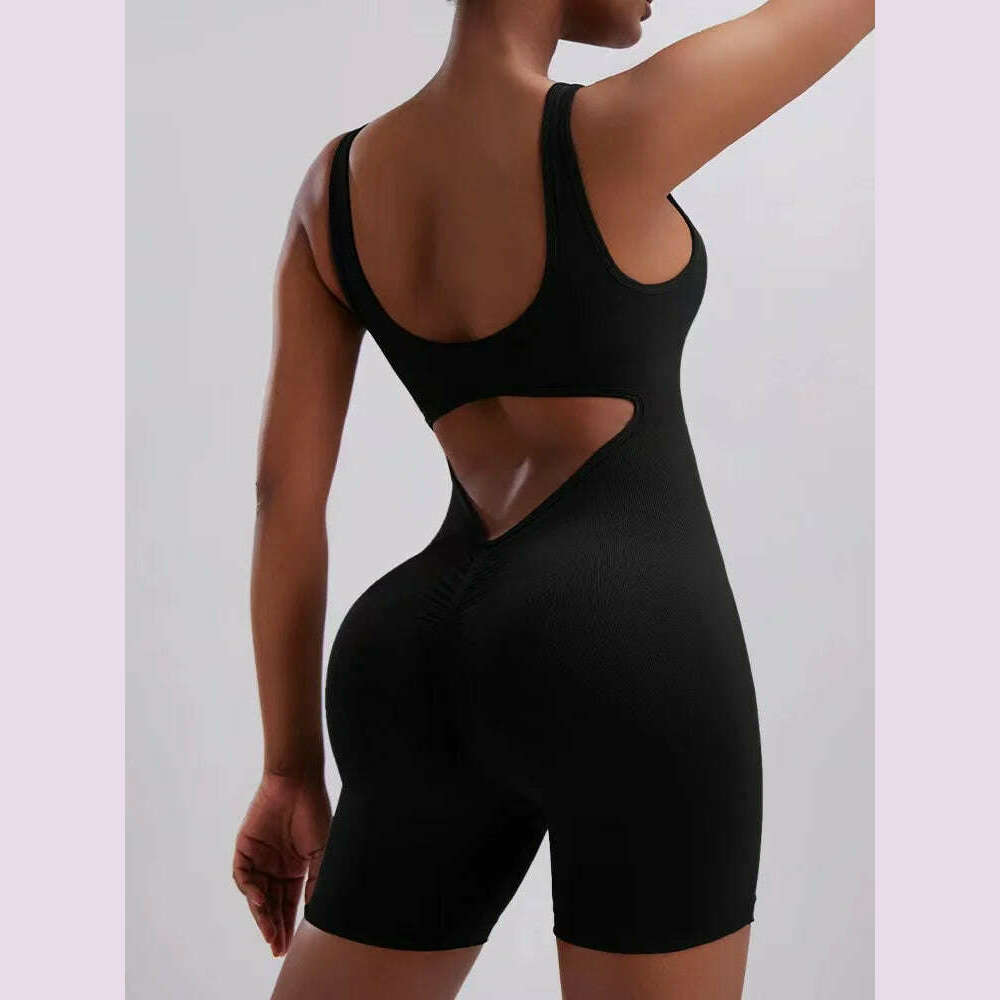 KIMLUD, Fitness Jumpsuit One Piece Quick Drying Backless Jumpsuit Hip Lifting Sexy Seamless Running Sports Yoga Suit Clothing, KIMLUD Womens Clothes
