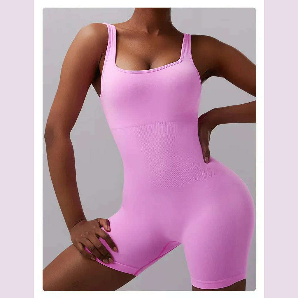 KIMLUD, Fitness Jumpsuit One Piece Quick Drying Backless Jumpsuit Hip Lifting Sexy Seamless Running Sports Yoga Suit Clothing, KIMLUD Womens Clothes