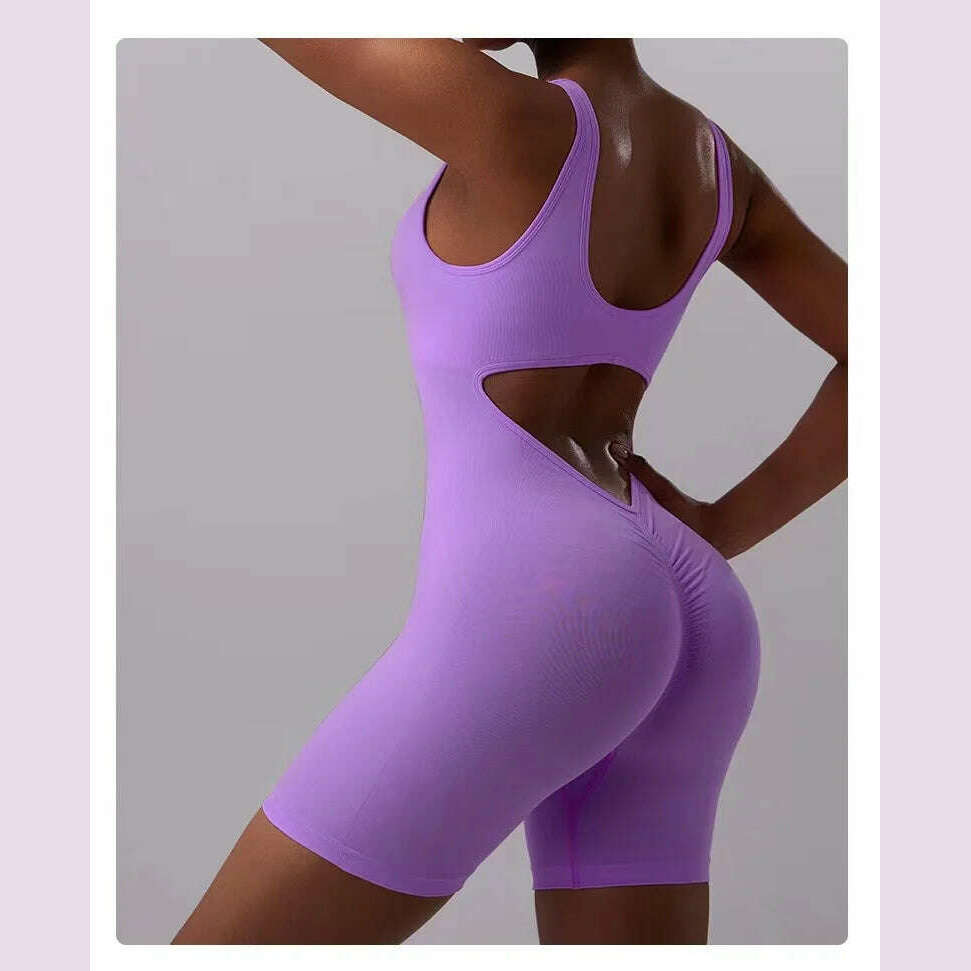 KIMLUD, Fitness Jumpsuit One Piece Quick Drying Backless Jumpsuit Hip Lifting Sexy Seamless Running Sports Yoga Suit Clothing, KIMLUD Womens Clothes