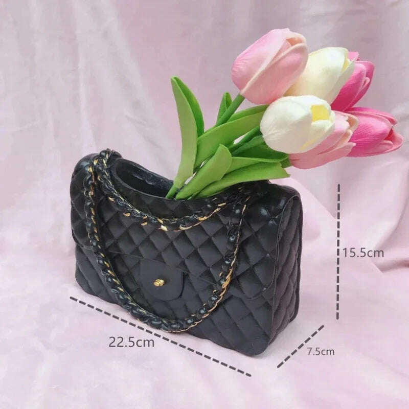 KIMLUD, Flap Handbag Purse Vase Resin Bags Flower Pot Ceramic Bag Shaped Flower Pot Flower Container Living Room Deocr, KIMLUD Womens Clothes