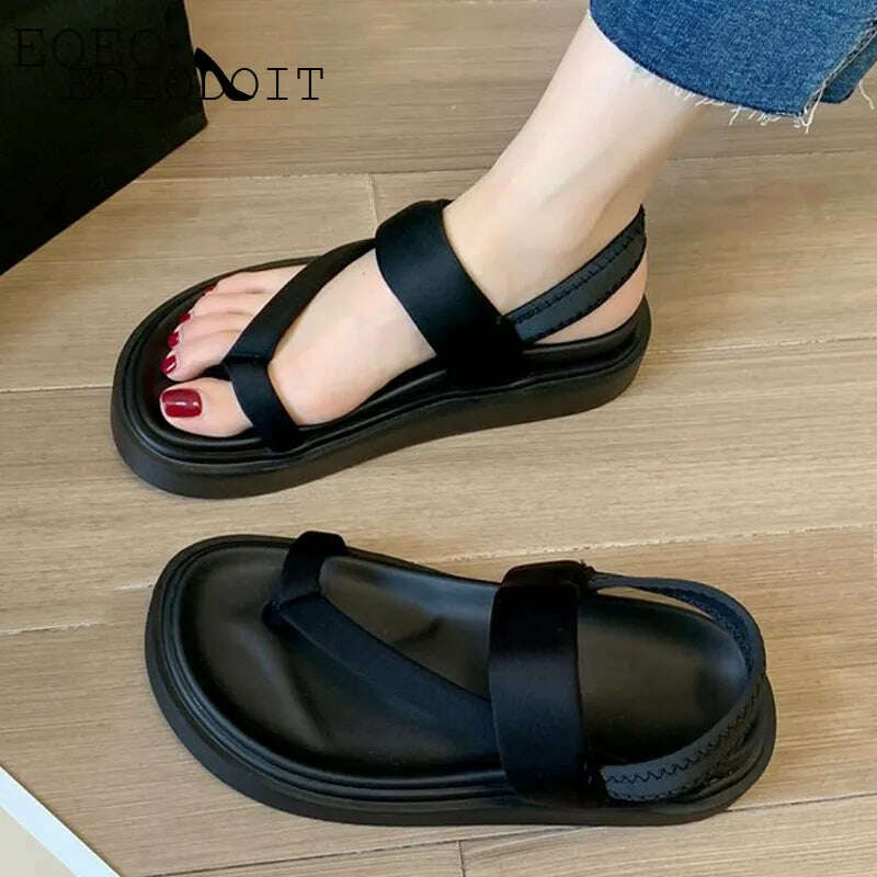 KIMLUD, Flat Platform Sandals Women Summer Fashion Flip Flops Shoes With Footbed Lady Flat Heel Rome Sandals Beach Shoes, KIMLUD Womens Clothes