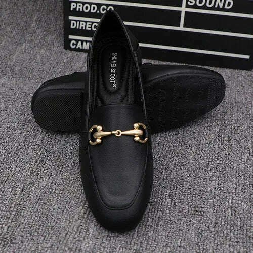 KIMLUD, Flat Shoes Women's 2022 New Breathable Small Leather Shoes Comfortable Lefu Shoes Fashionable Metal Buckle Casual Women's Shoes, 1 / 41, KIMLUD Women's Clothes