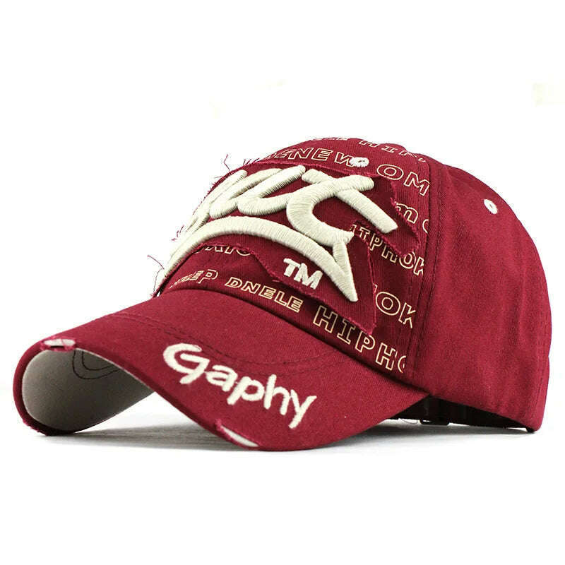 KIMLUD, [FLB] Wholesale Snapback Hats Baseball Cap Hats Hip Hop Fitted Cheap Hats For Men Women Gorras Curved Brim Hats Damage Cap F248, F248 Red, KIMLUD APPAREL - Womens Clothes