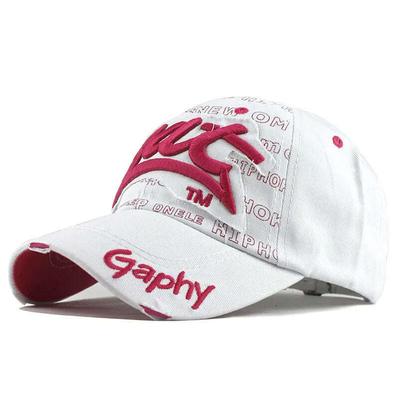 KIMLUD, [FLB] Wholesale Snapback Hats Baseball Cap Hats Hip Hop Fitted Cheap Hats For Men Women Gorras Curved Brim Hats Damage Cap F248, F248 White Pink, KIMLUD APPAREL - Womens Clothes
