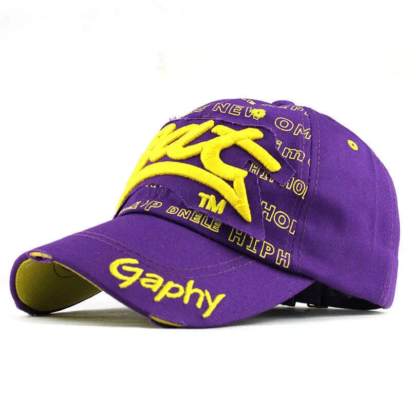 KIMLUD, [FLB] Wholesale Snapback Hats Baseball Cap Hats Hip Hop Fitted Cheap Hats For Men Women Gorras Curved Brim Hats Damage Cap F248, F248 Purple, KIMLUD APPAREL - Womens Clothes
