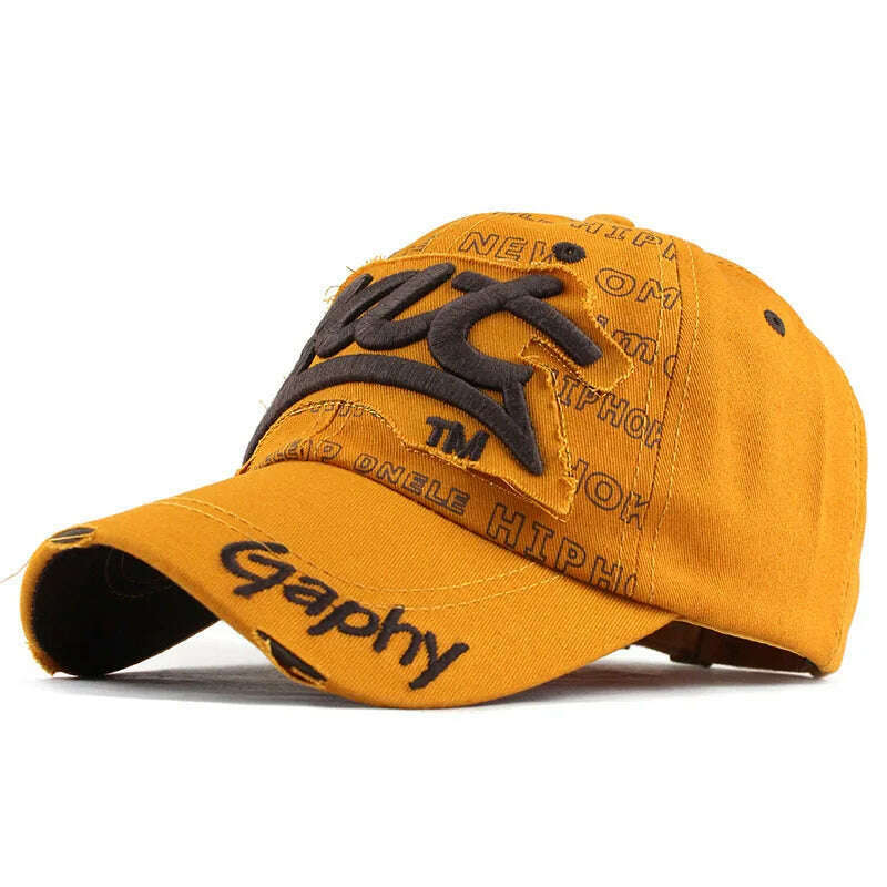 KIMLUD, [FLB] Wholesale Snapback Hats Baseball Cap Hats Hip Hop Fitted Cheap Hats For Men Women Gorras Curved Brim Hats Damage Cap F248, F248 Yellow, KIMLUD APPAREL - Womens Clothes