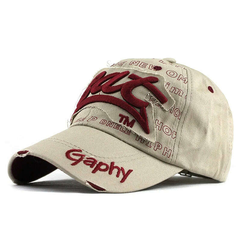 KIMLUD, [FLB] Wholesale Snapback Hats Baseball Cap Hats Hip Hop Fitted Cheap Hats For Men Women Gorras Curved Brim Hats Damage Cap F248, F248 Beige Red, KIMLUD APPAREL - Womens Clothes