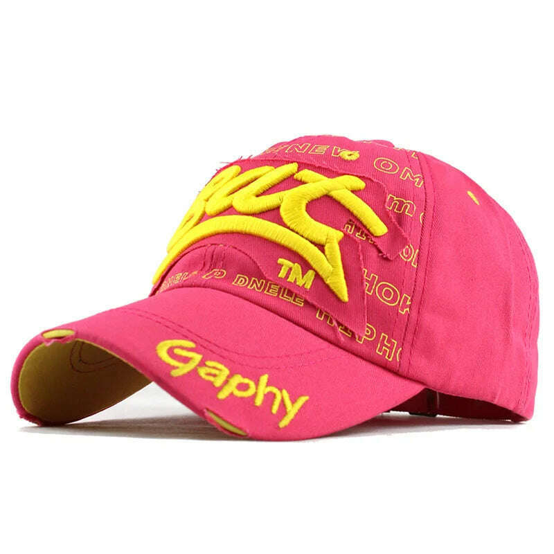 KIMLUD, [FLB] Wholesale Snapback Hats Baseball Cap Hats Hip Hop Fitted Cheap Hats For Men Women Gorras Curved Brim Hats Damage Cap F248, F248 Rose Yellow, KIMLUD APPAREL - Womens Clothes