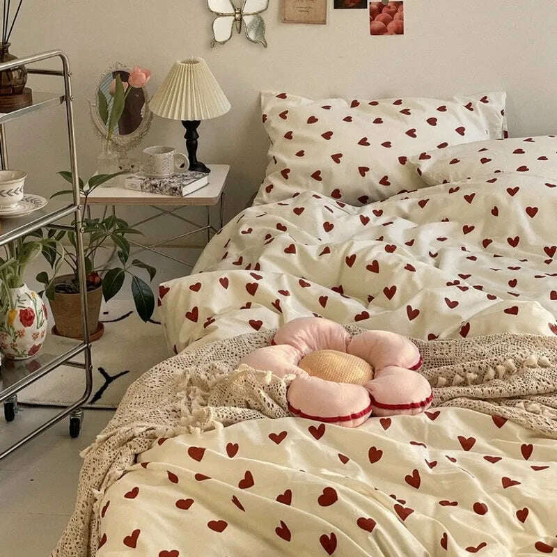 Floral Blue Bedding Set No Filler Ins Style Duvet Cover Pillowcase Flat Sheet Single Twin Queen Size Boys Girls Bed Linens - KIMLUD