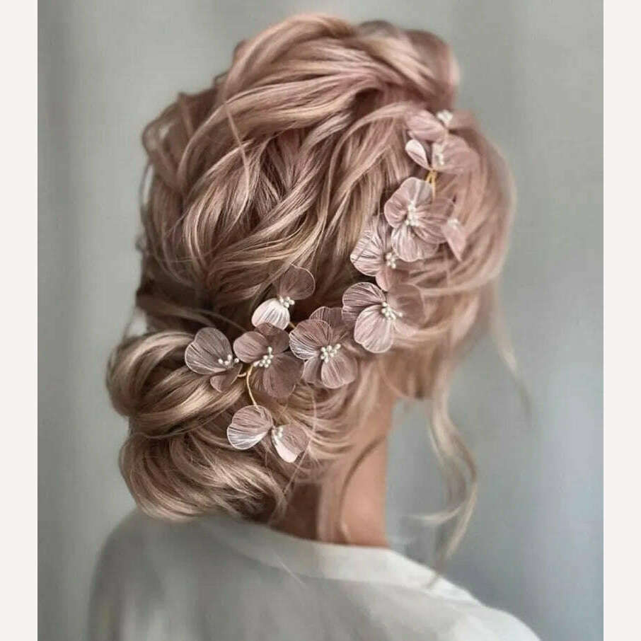 KIMLUD, Flower Hairband Bridal Hair Jewelry Pearl Crystal Headband Birthday Party Tiara Wedding Hair Accessories For Women Marrige Crown, KIMLUD Womens Clothes